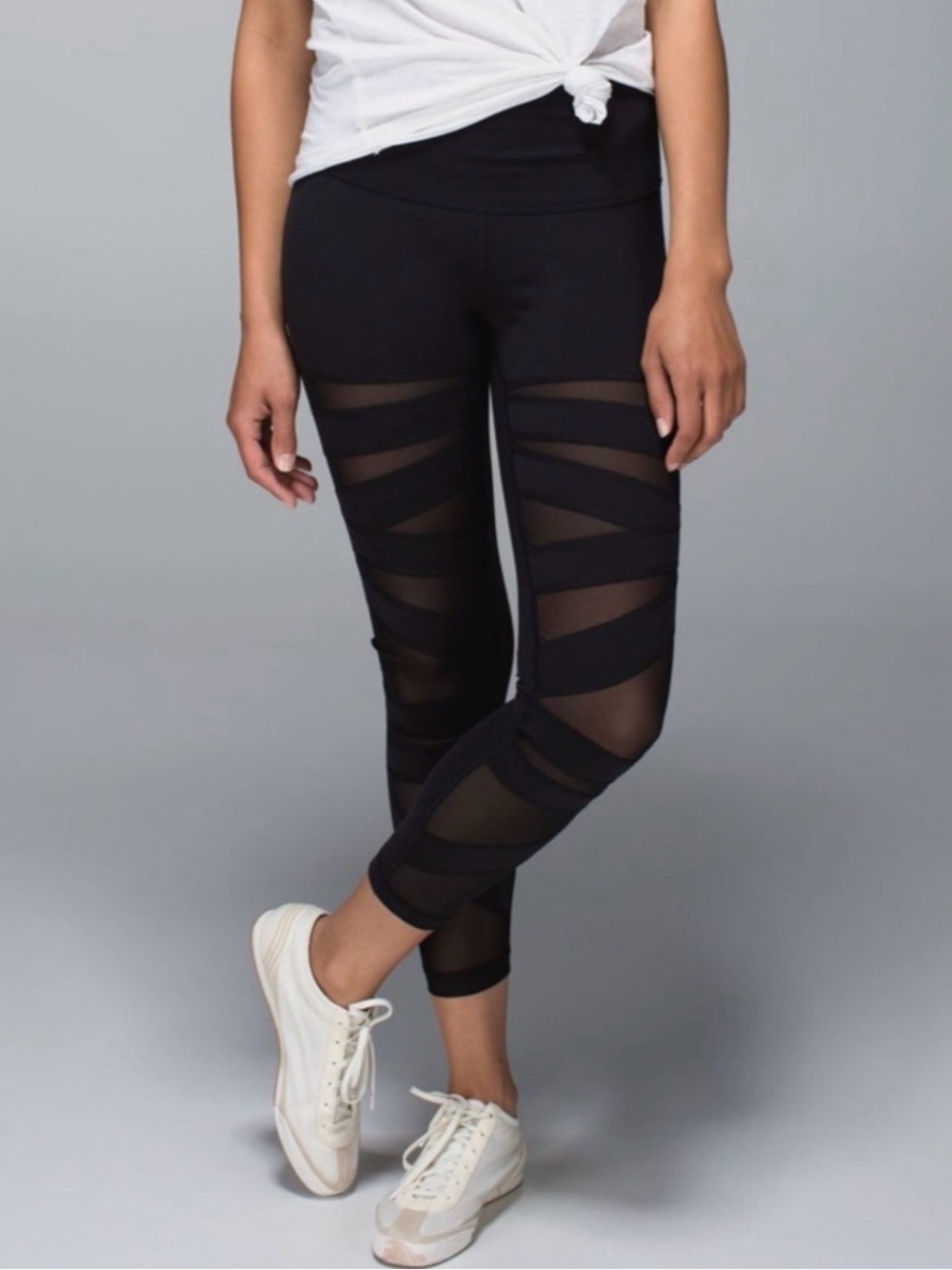Lululemon High Times Tech Mesh Hi Rise 4 Wunder Under Pant Legging Black Stretch